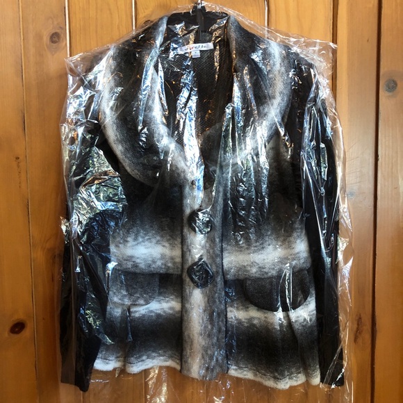 Ombre Mohair Blend AVETTE Jacket Faux Flap Pockets (M) - Picture 17 of 17